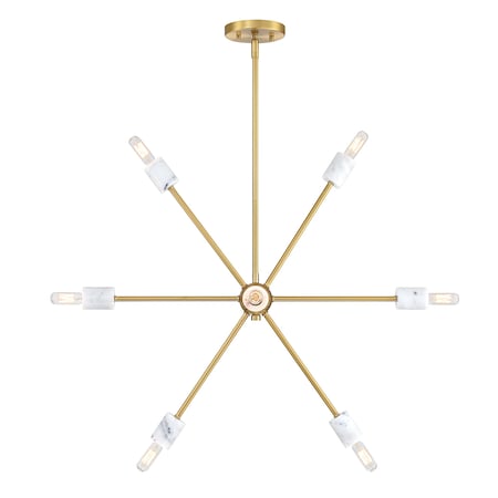 Designers Fountain Star Dust 8-Light Brushed Gold with Natural Marble Accents Mid-Century Modern Sputnik Chandelier D304C-8CH-BG